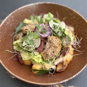Salade d’effilochée de confit de canard